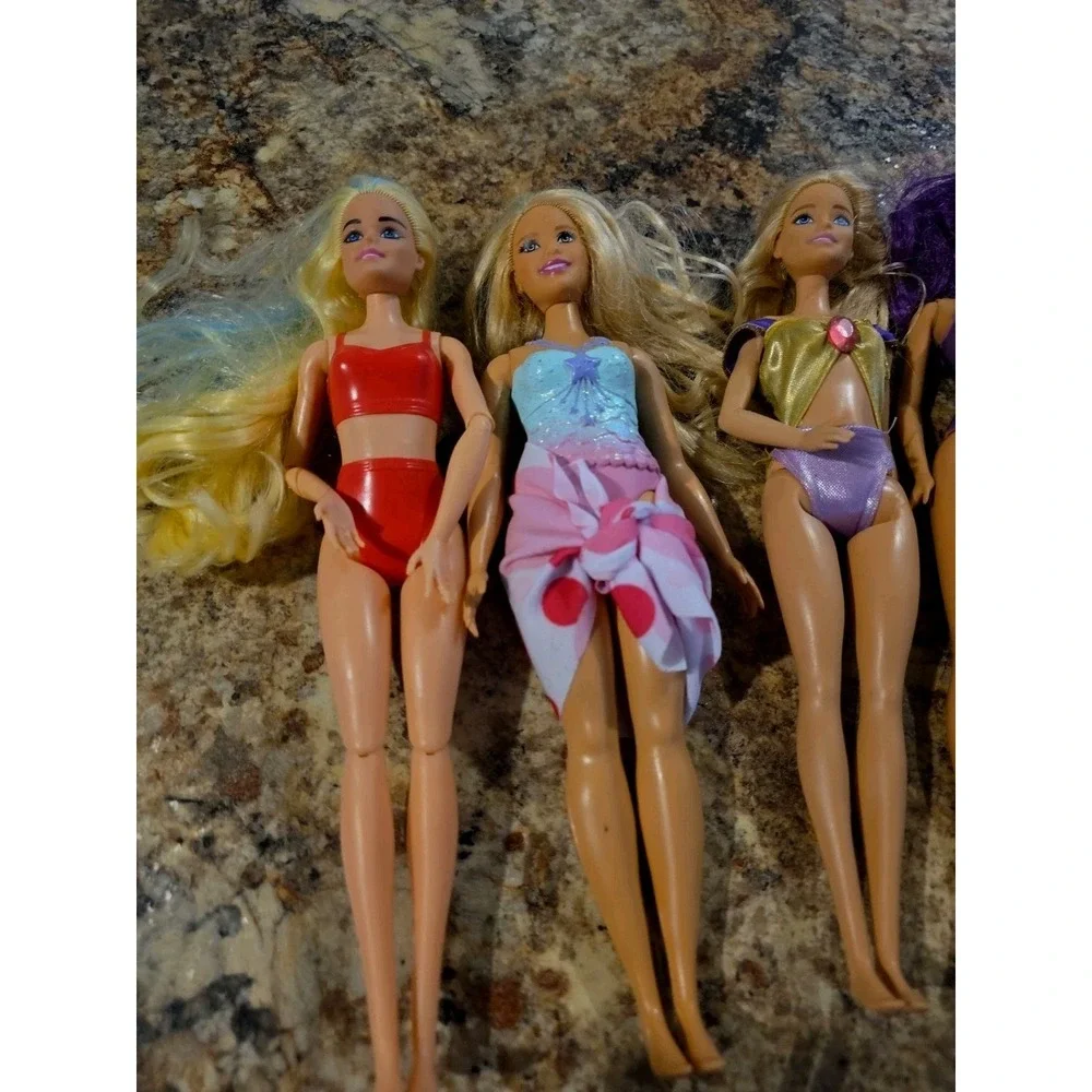 Barbie Dolls Lot Of 7. Cutie Reveal. Beach Barbie. Princess Vintage